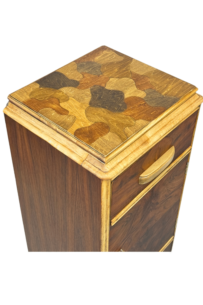 ns vintage top unique cut outs veneer patchwork