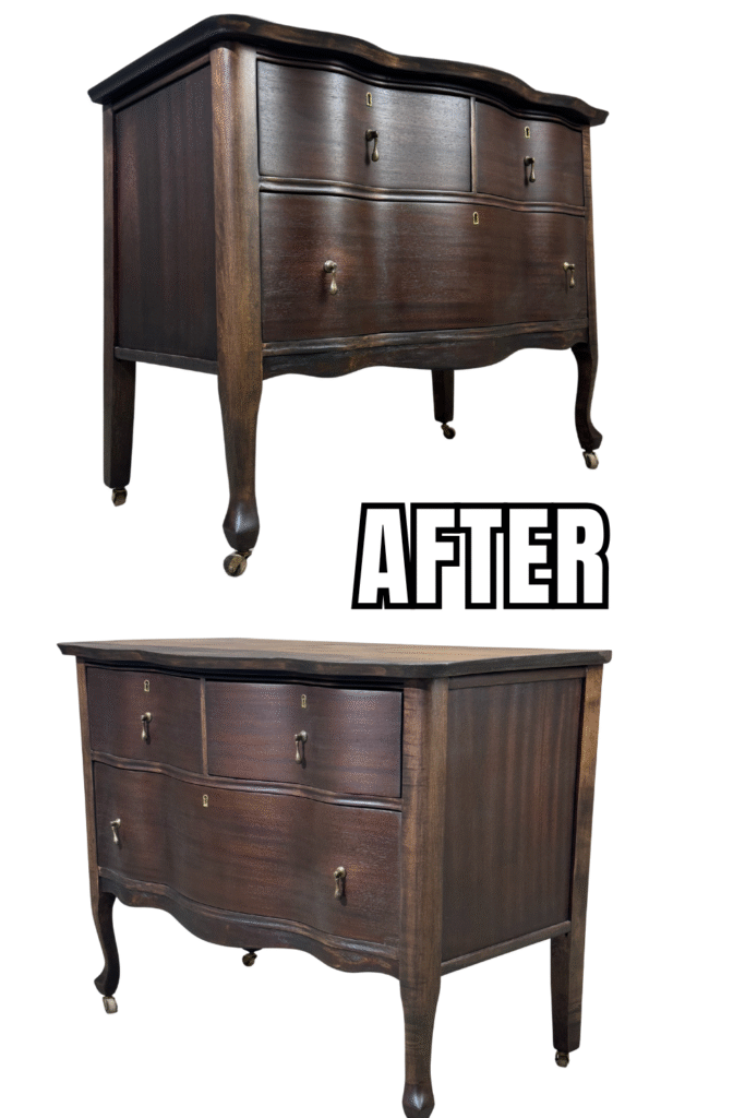 after dresser restoration antique dark stain
