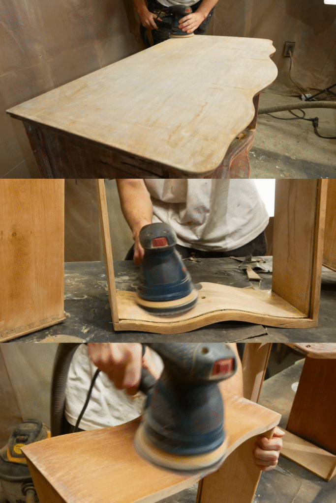 sanding antique dresser