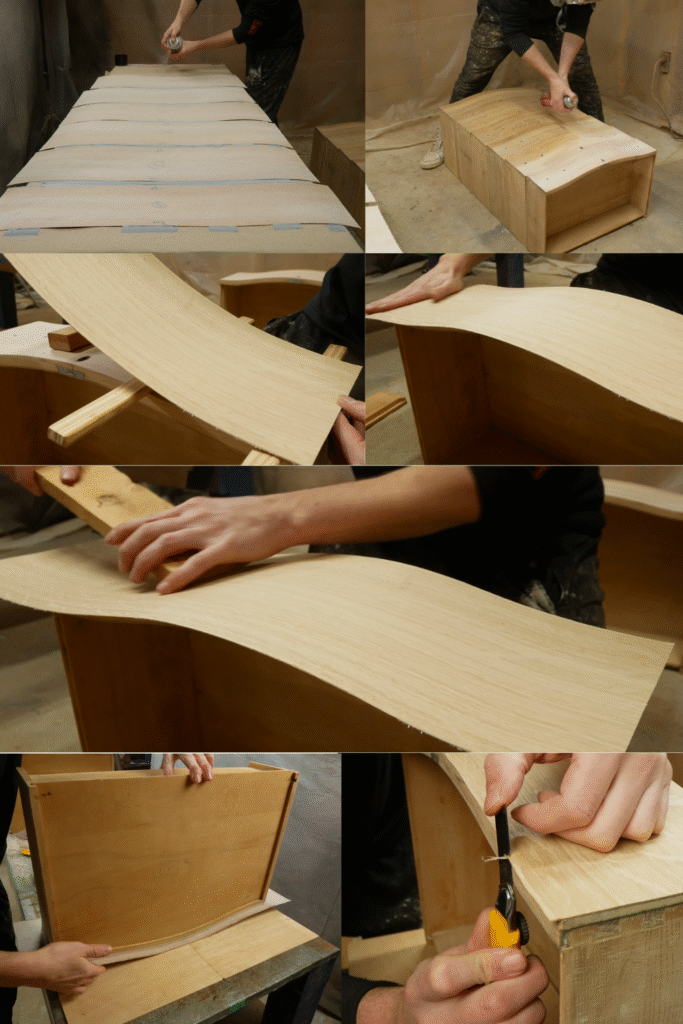 veneer added to drawers quarter sawn oak tiger veneer