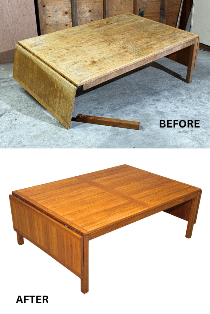 mcm teak coffee table refinish