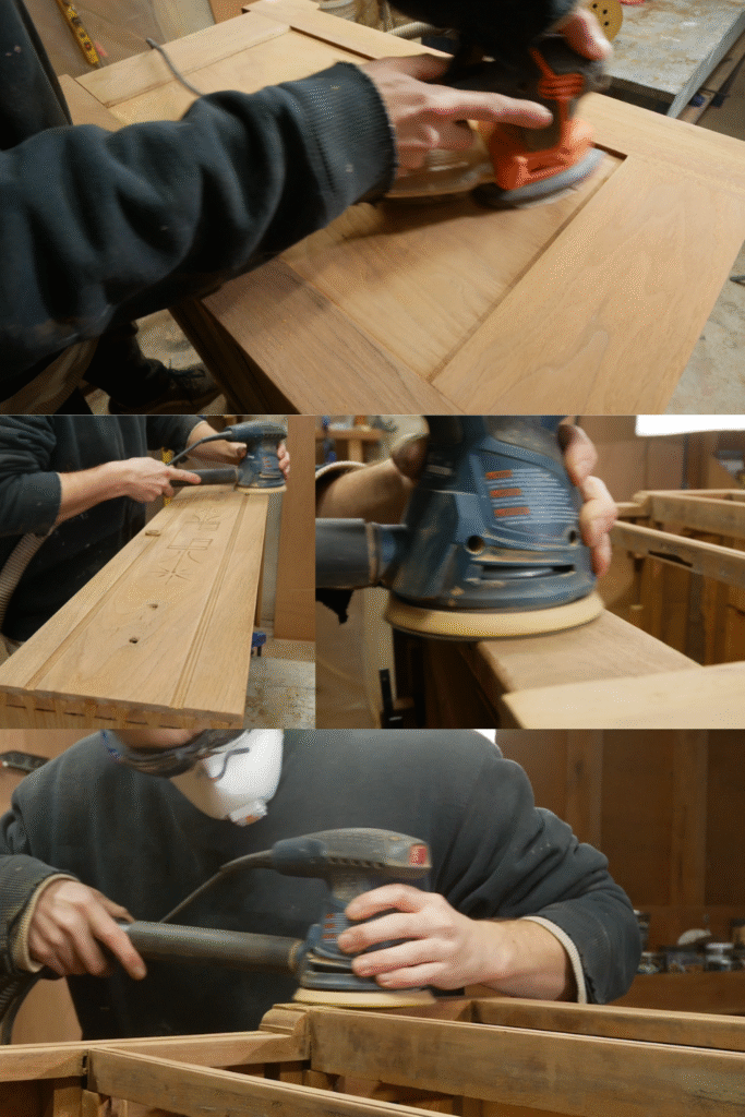 sanding again up to 220 for staining wood